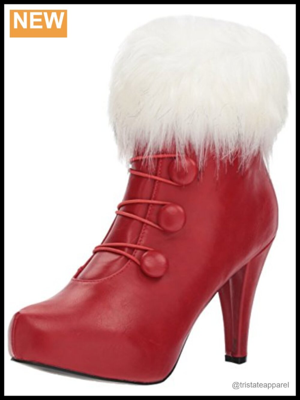 Faux Fur Trim Ankle Bootie with Block Platform Heel, Winter Christmas